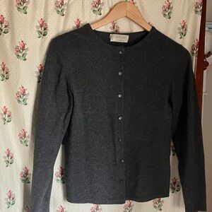 VINTAGE Gray Cashmere Button-Up Cardigan